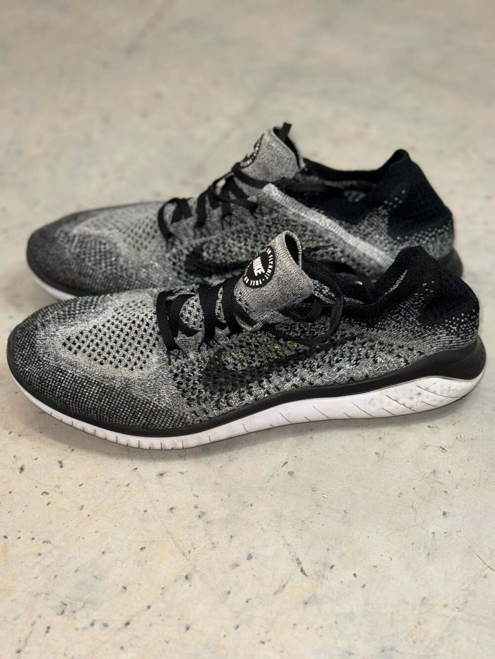 Nike Women's Free RN Flyknit 2018 Gray/Black Sz 5.5 942839-101 Running Shoes
